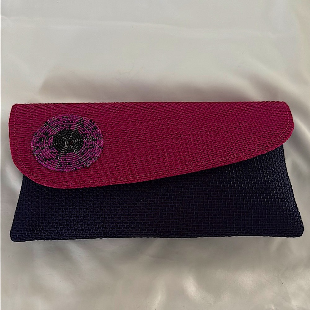 Red and Blue Clutch with Asymmetrical Flap